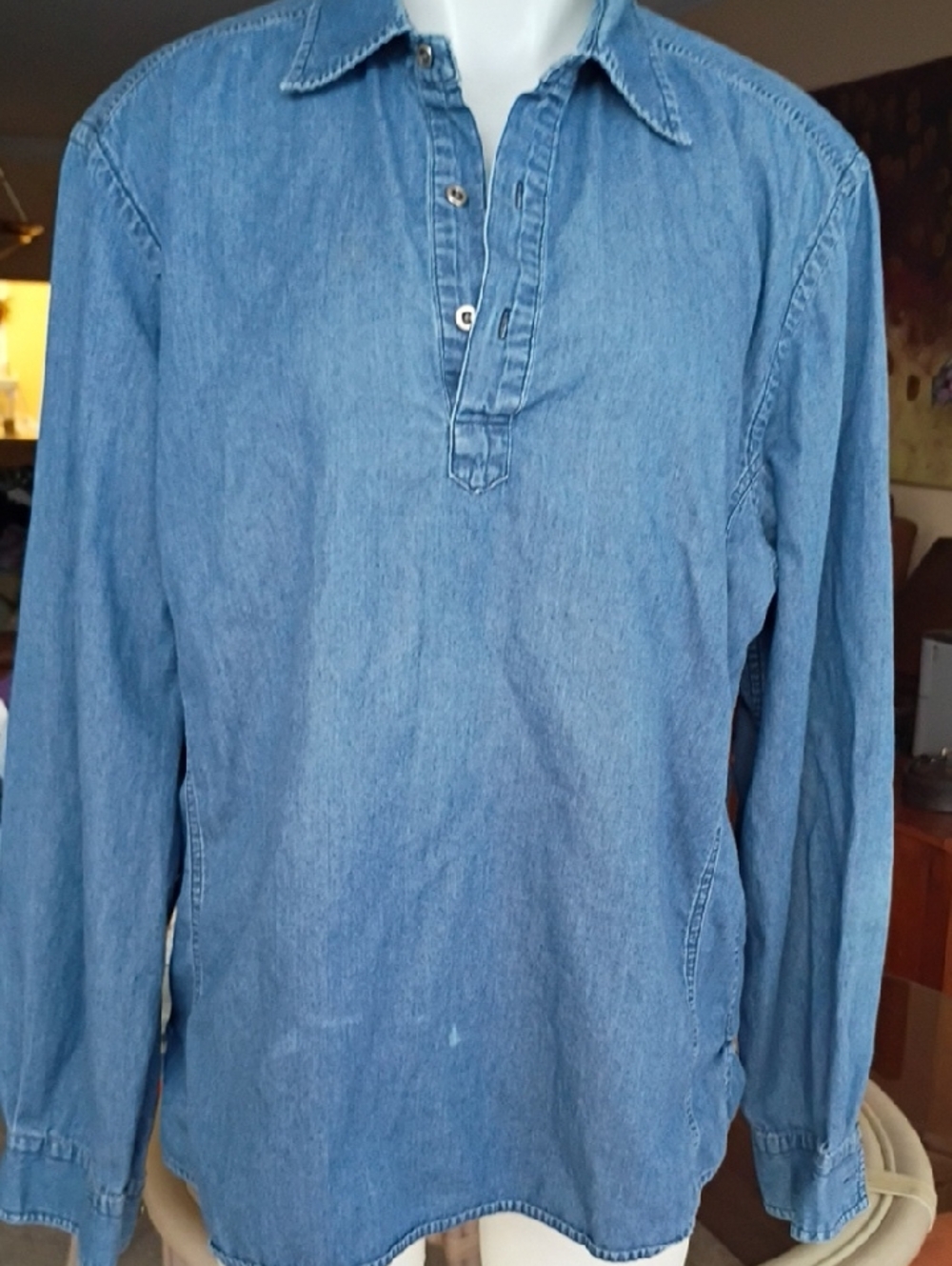 Kenneth Cole Light Blue Denim Button-Down Casual Shirt